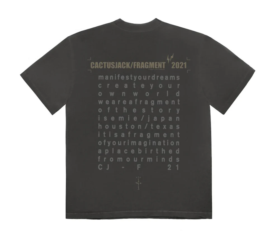 TRAVIS SCOTT CACTUS JACK FOR FRAGMENT CREATE TEE - WASHED BLACK - SIZE MEN'S 2XL