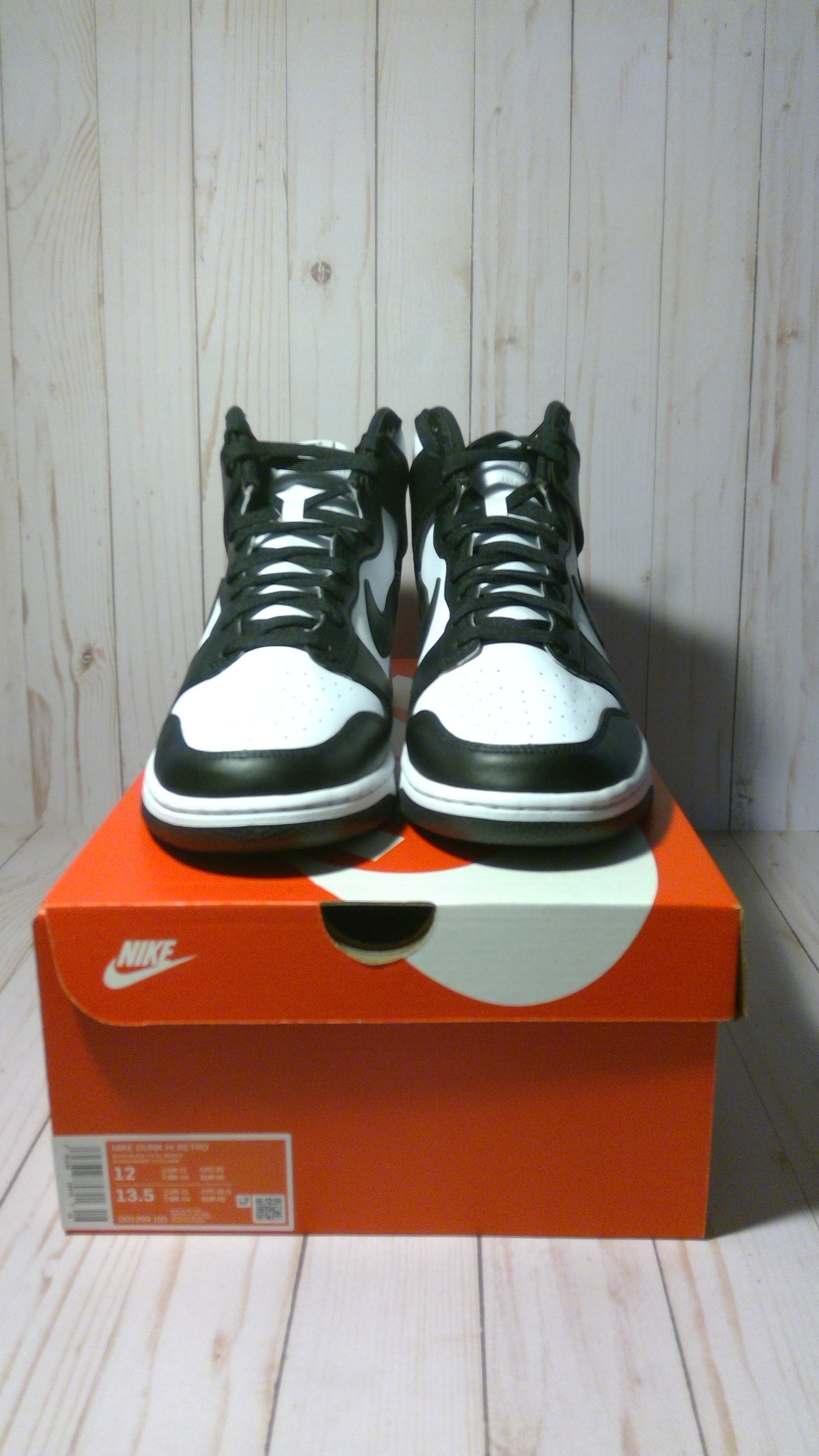 NIKE DUNK HI RETRO - PANDA BLACK WHITE (2021) - SIZE MEN'S 12
