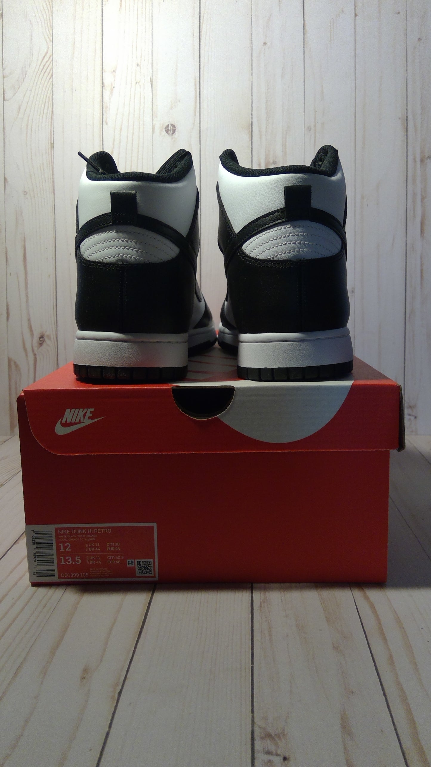 NIKE DUNK HI RETRO - PANDA BLACK WHITE (2021) - SIZE MEN'S 12