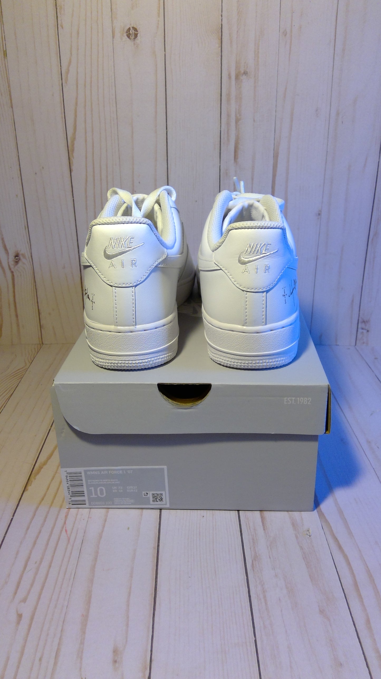 NIKE AIR FORCE 1 '07 - WHITE (TRAVIS SCOTT CACTUS JACK UTOPIA EDITION) - SIZE MEN'S 8.5 / WOMEN'S 10