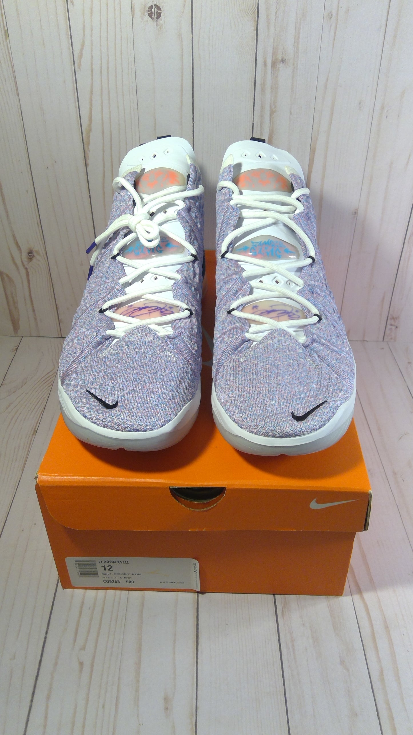 LEBRON XVIII (18) - GRAFFITI BLUE MULTI COLOR - SIZE MEN'S 12