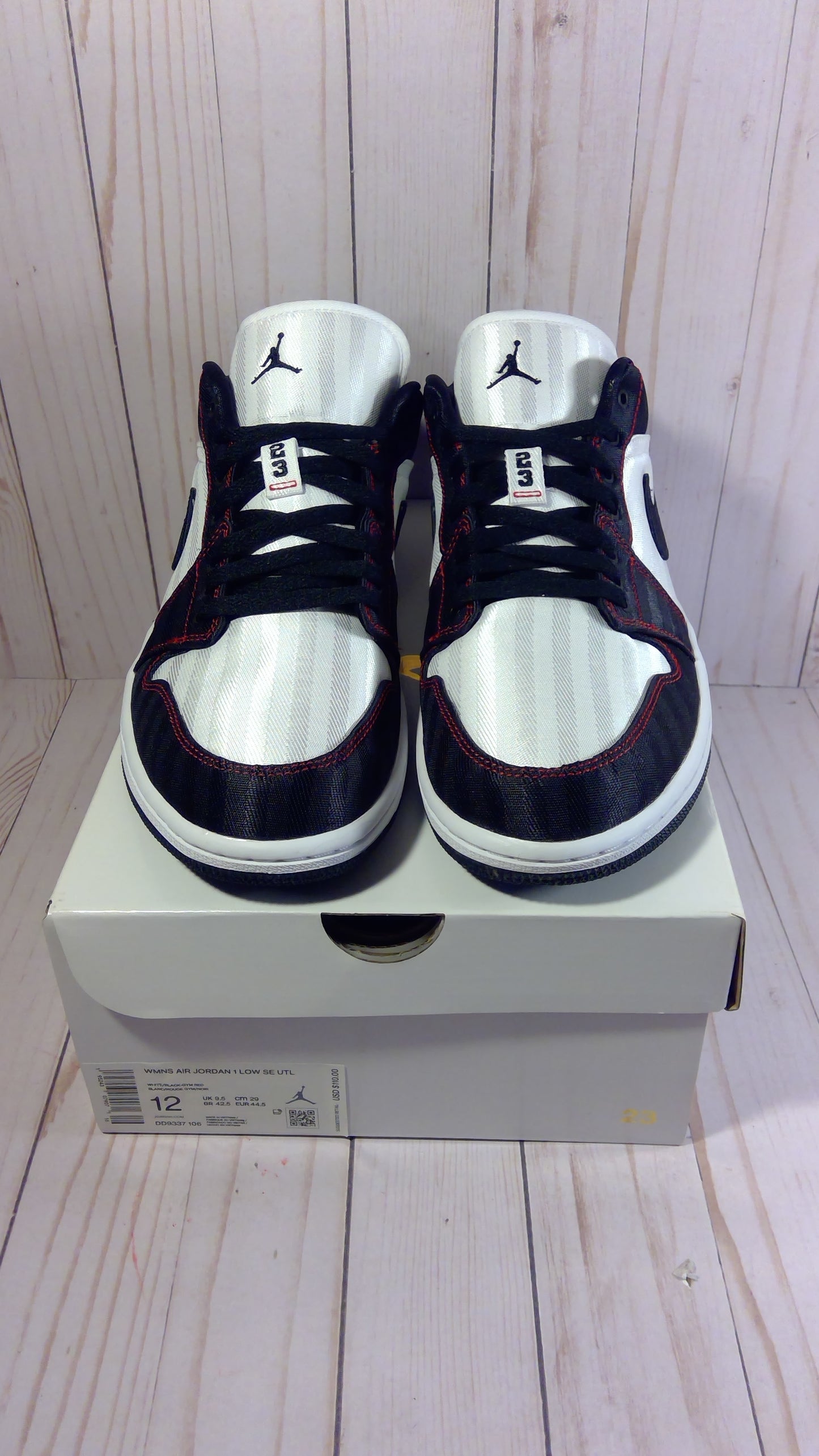 AIR JORDAN 1 LOW SE UTILITY - WHITE BLACK GYM RED (WOMEN'S) - SIZE WOMEN'S 12