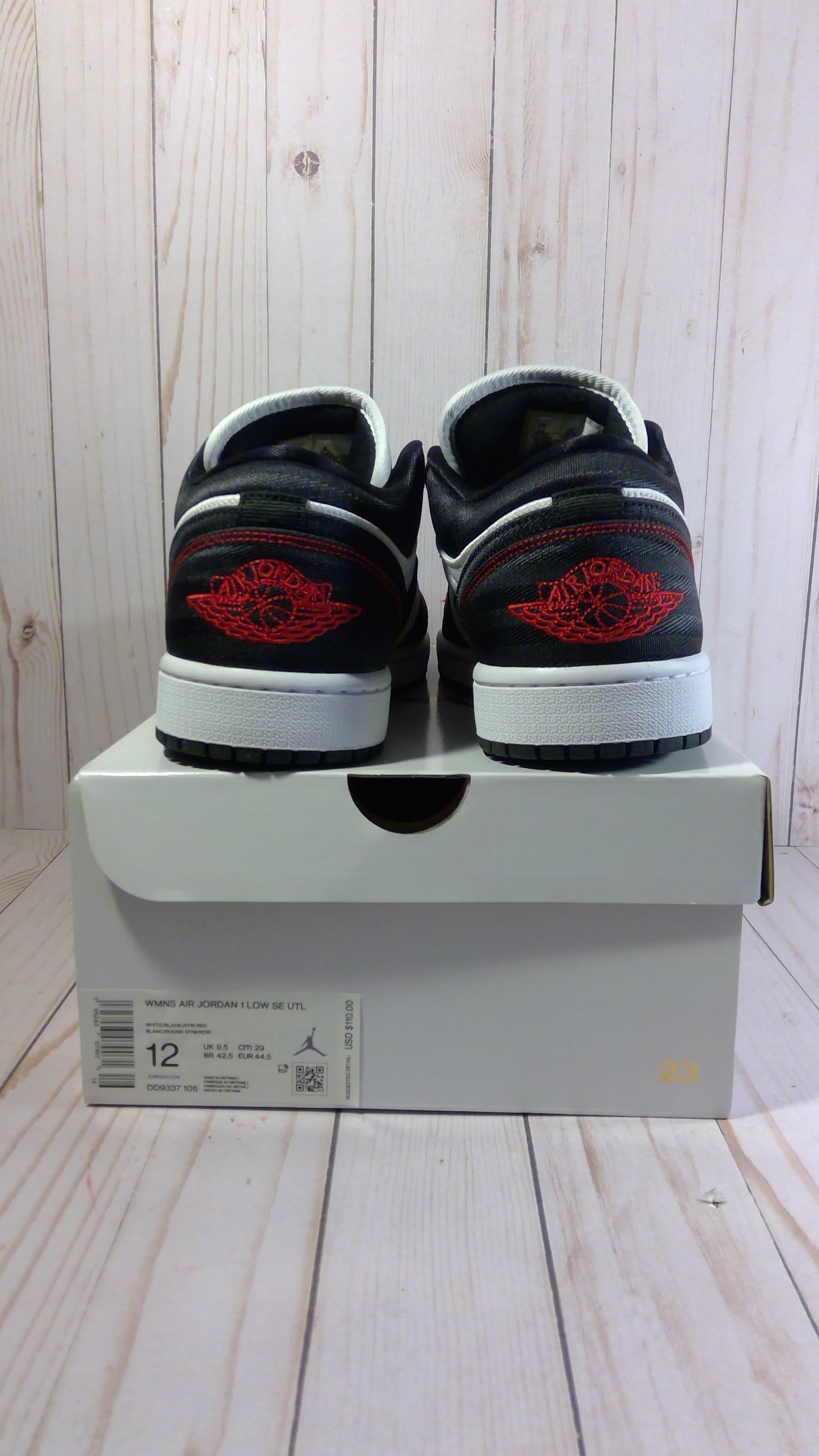 AIR JORDAN 1 LOW SE UTILITY - WHITE BLACK GYM RED (WOMEN'S) - SIZE WOMEN'S 12