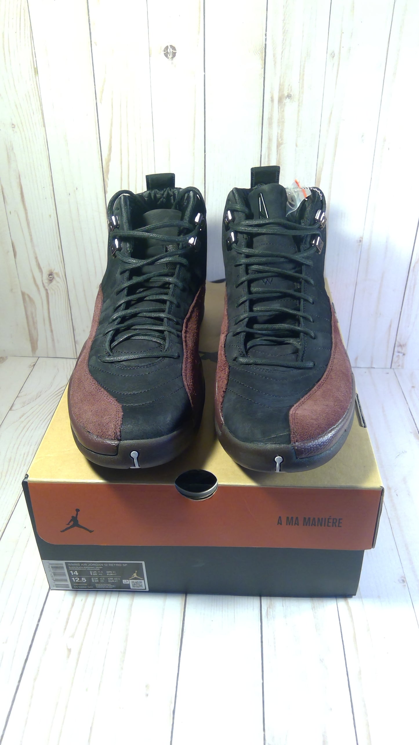 AIR JORDAN 12 RETRO SP - A MA MANIERE BLACK (WOMEN'S) - SIZE WOMEN'S 14 / MEN'S 12.5