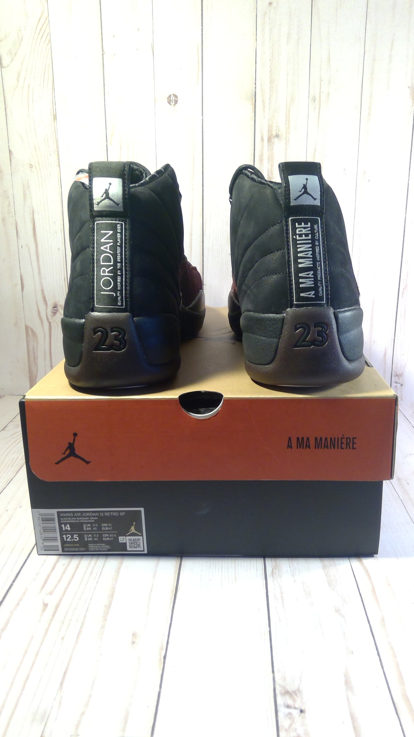 AIR JORDAN 12 RETRO SP - A MA MANIERE BLACK (WOMEN'S) - SIZE WOMEN'S 14 / MEN'S 12.5
