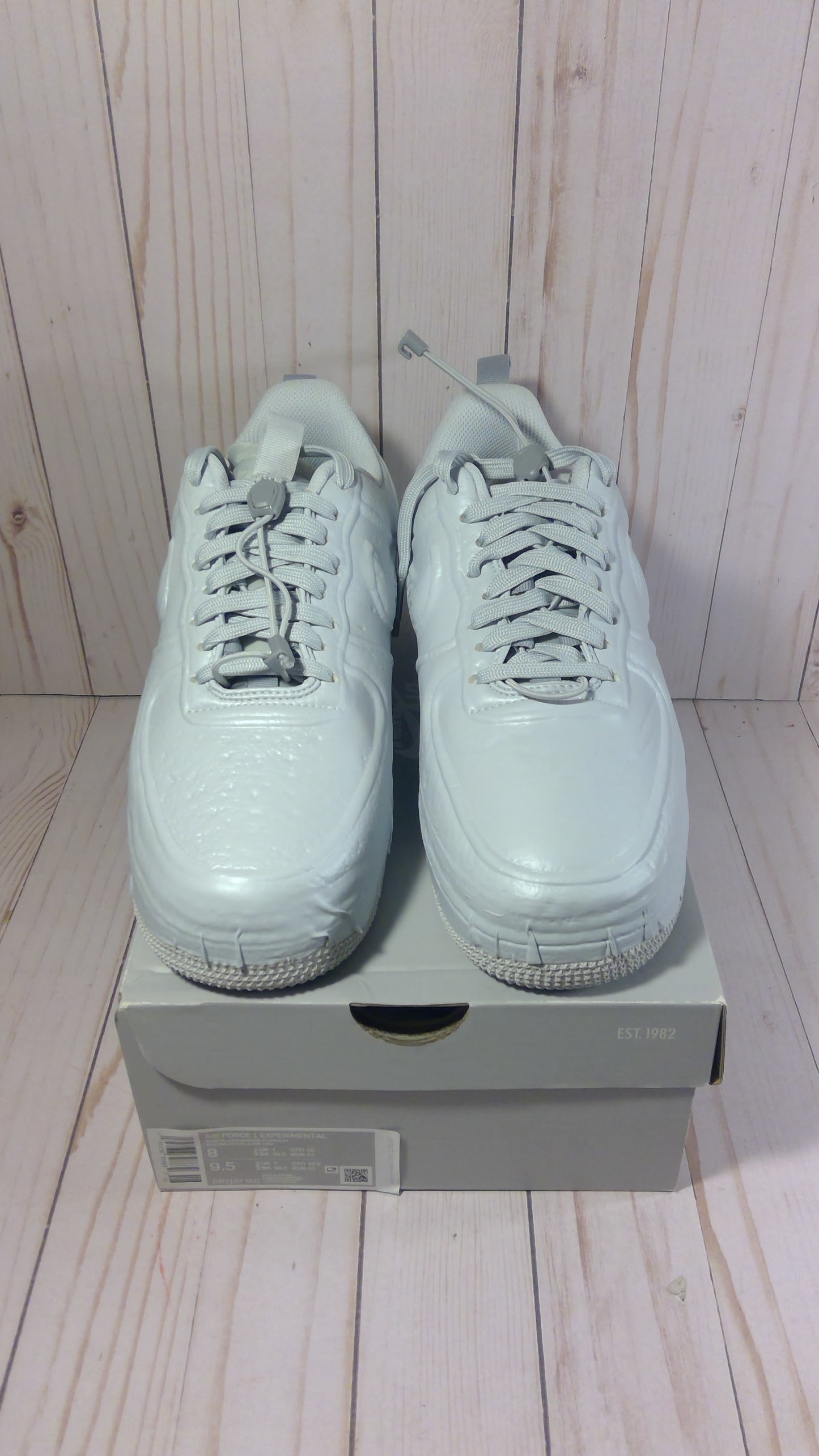 NIKE AIR FORCE 1 LOW EXPERIMENTAL- PURE PLATINUM LIGHT STEEL GREY - SIZE MEN'S 8 / WOMEN'S 9.5