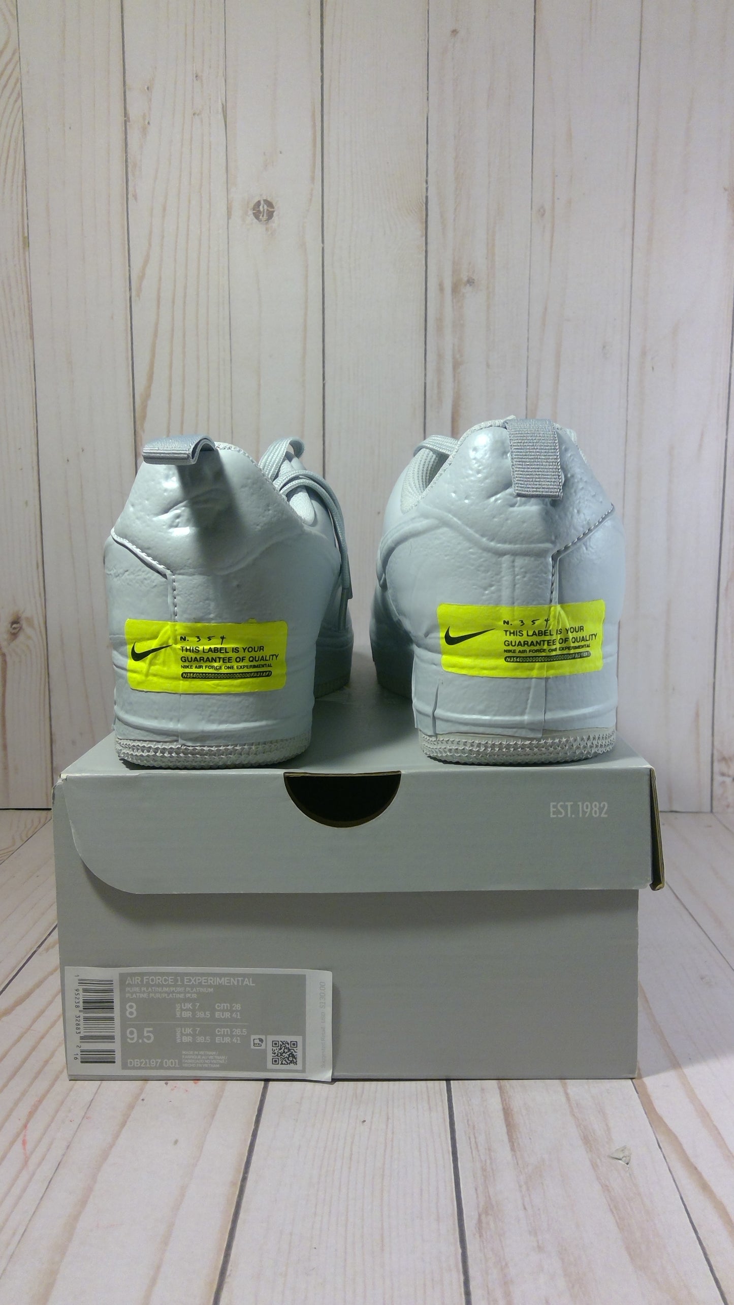 NIKE AIR FORCE 1 LOW EXPERIMENTAL- PURE PLATINUM LIGHT STEEL GREY - SIZE MEN'S 8 / WOMEN'S 9.5