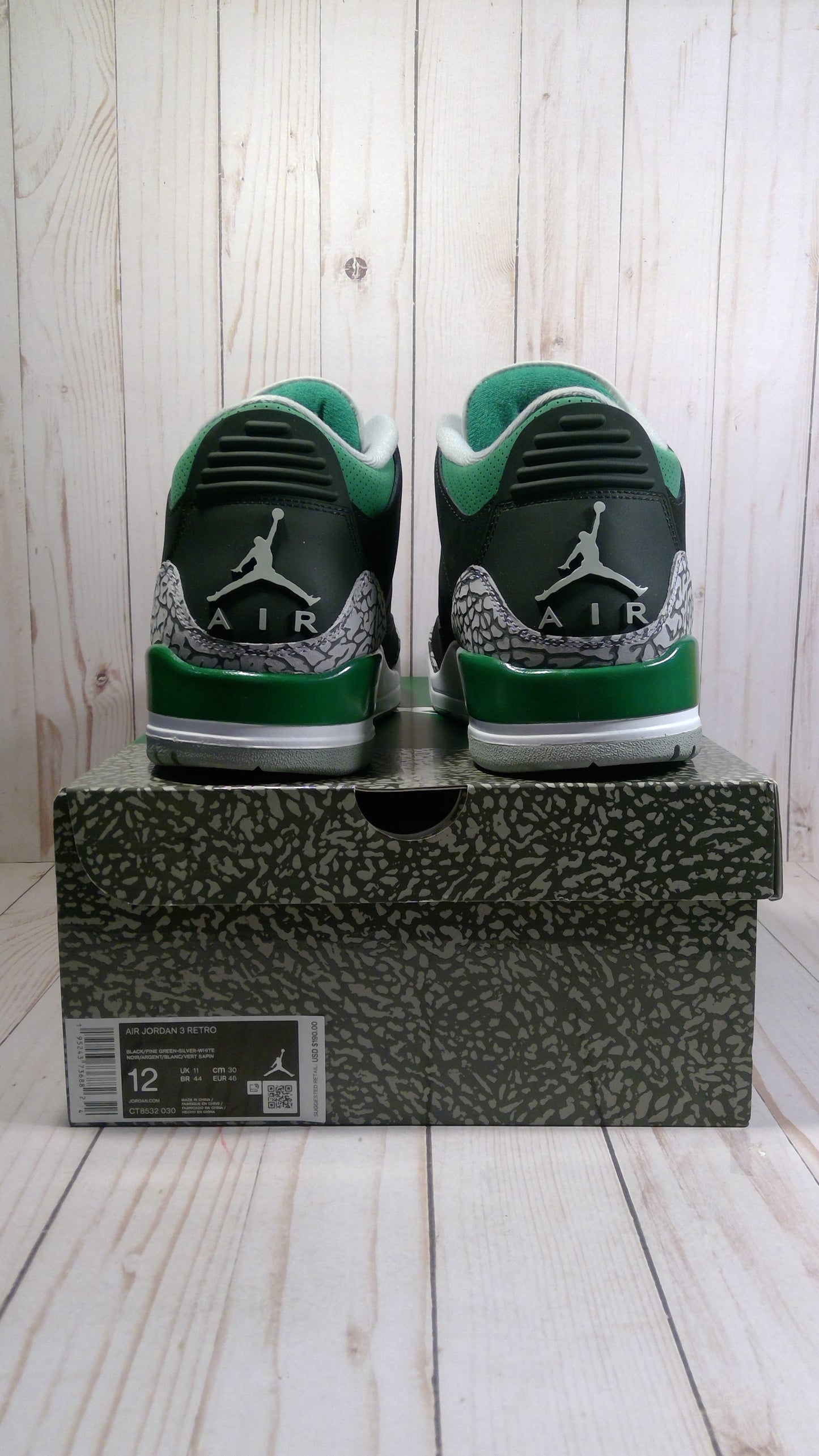 AIR JORDAN 3 RETRO - PINE GREEN - SIZE MEN'S 12