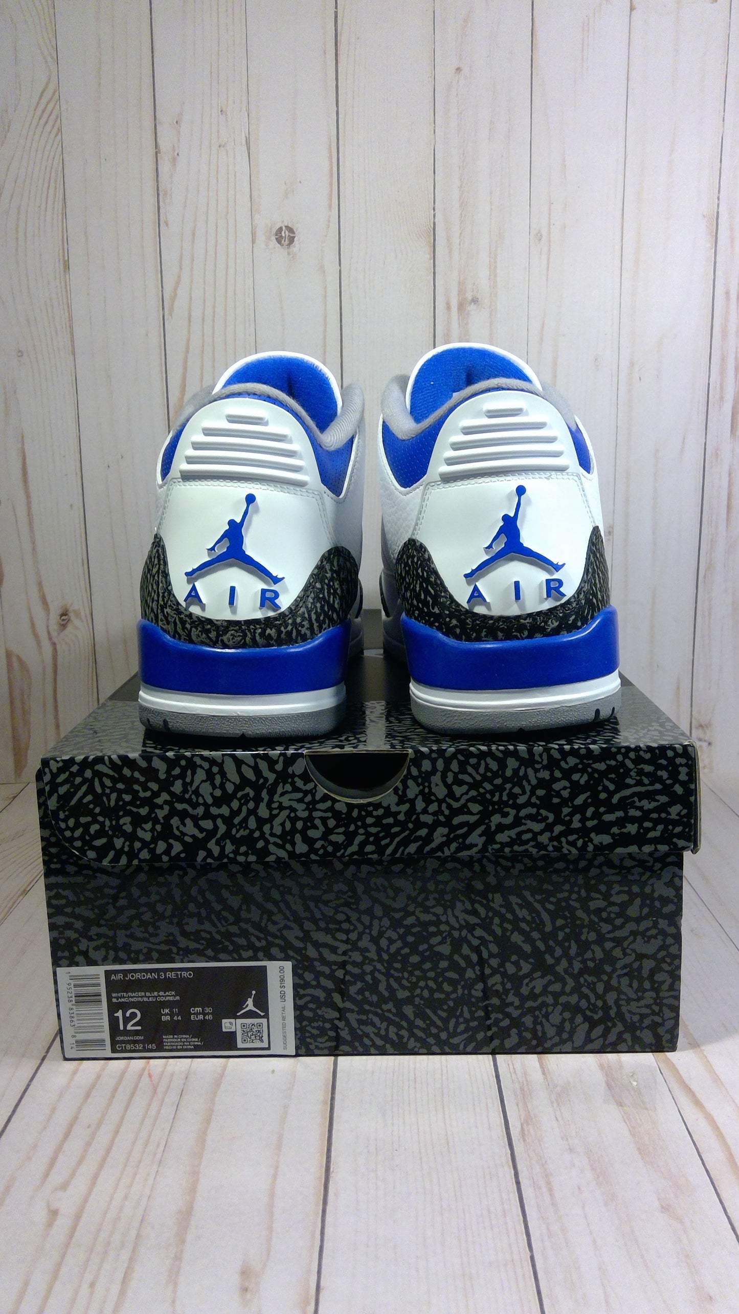 AIR JORDAN 3 RETRO - RACER BLUE - SIZE MEN'S 12