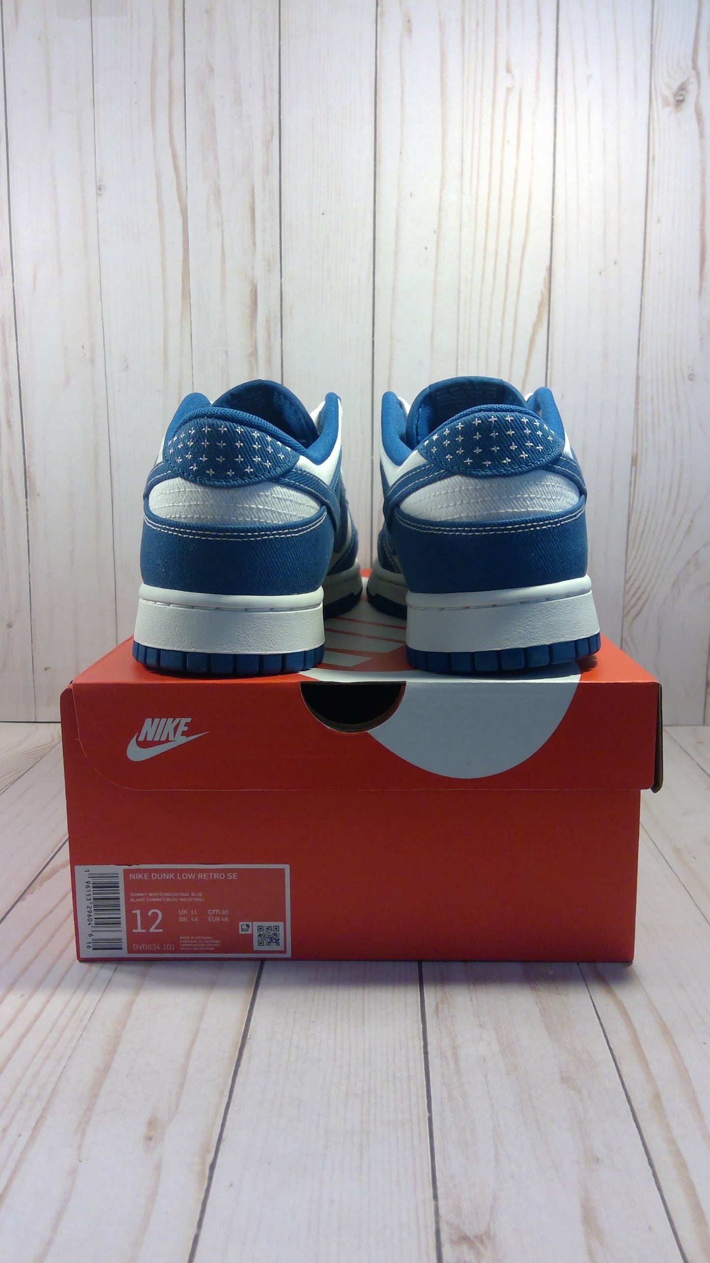 NIKE DUNK LOW RETRO SE - INDUSTRIAL BLUE SASHIKO - SIZE MEN'S 12
