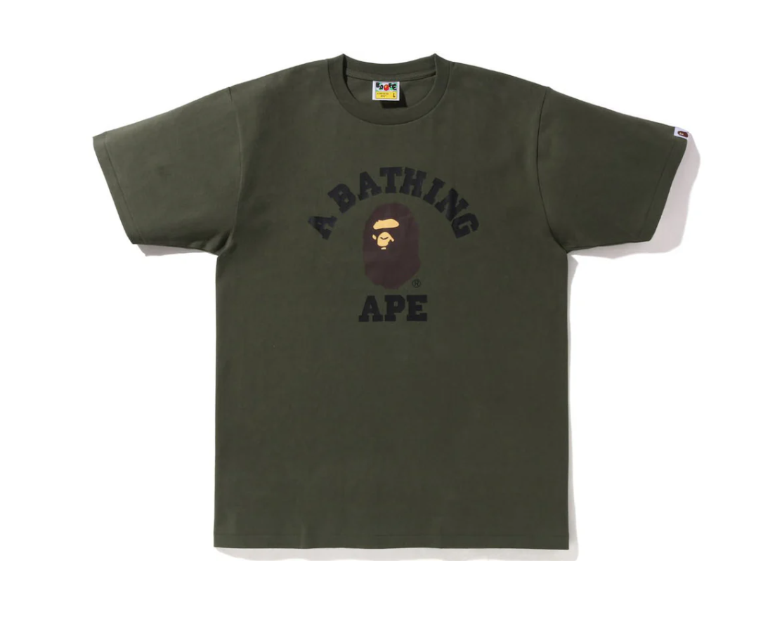 BAPE COLLEGE TEE - OLIVEDRAB - SIZE MEN'S 2XL