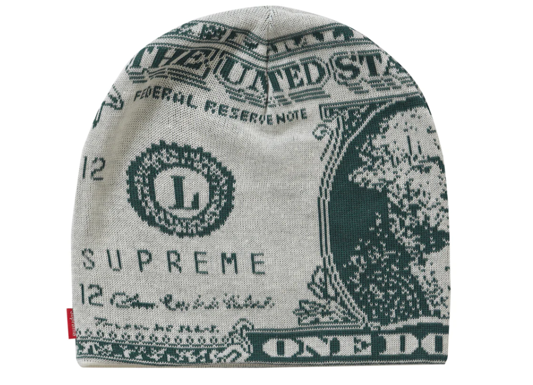 SUPREME DOLLAR BEANIE - WHITE