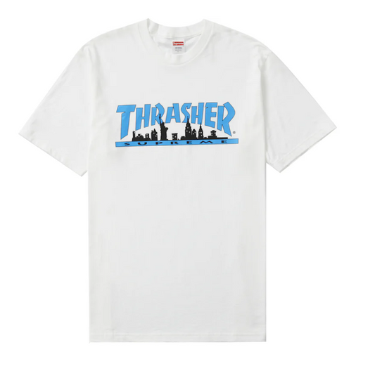 SUPREME THRASHER SKYLINE TEE - WHITE - SIZE MEN'S MEDIUM