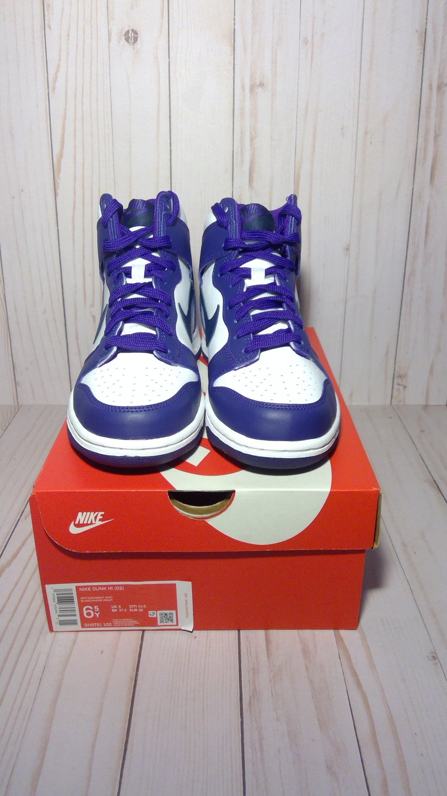 NIKE DUNK HIGH (GS) - ELECTRO PURPLE MIDNIGHT NAVY - SIZE YOUTH 6.5