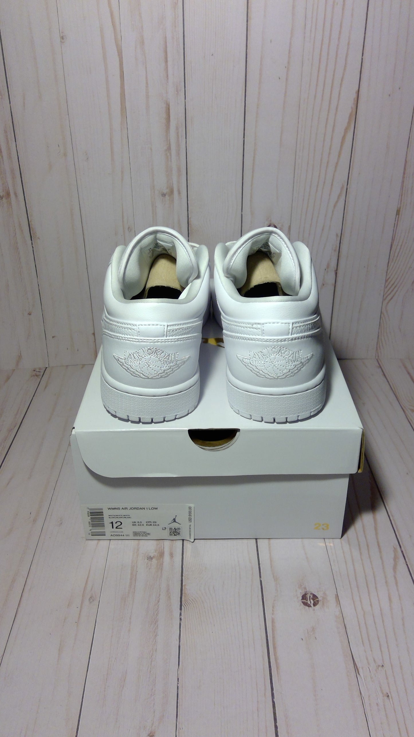 AIR JORDAN 1 LOW - WHITE (WOMEN'S) - SIZE WOMEN'S 12