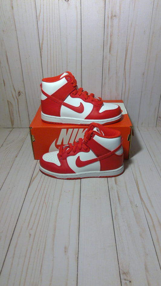 NIKE DUNK HIGH (PS) - CHAMPIONSHIP WHITE RED - PRE-SCHOOL SIZE 13 C