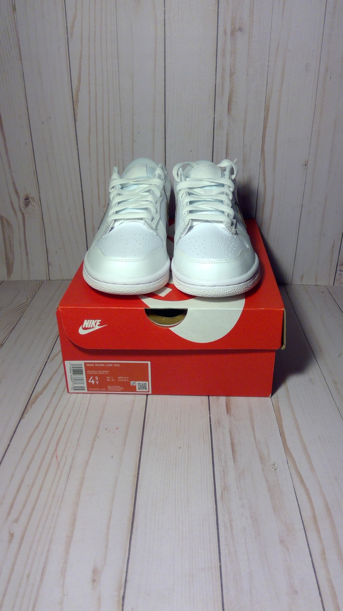 NIKE DUNK LOW (GS) - WHITE PINK - SIZE YOUTH 4.5