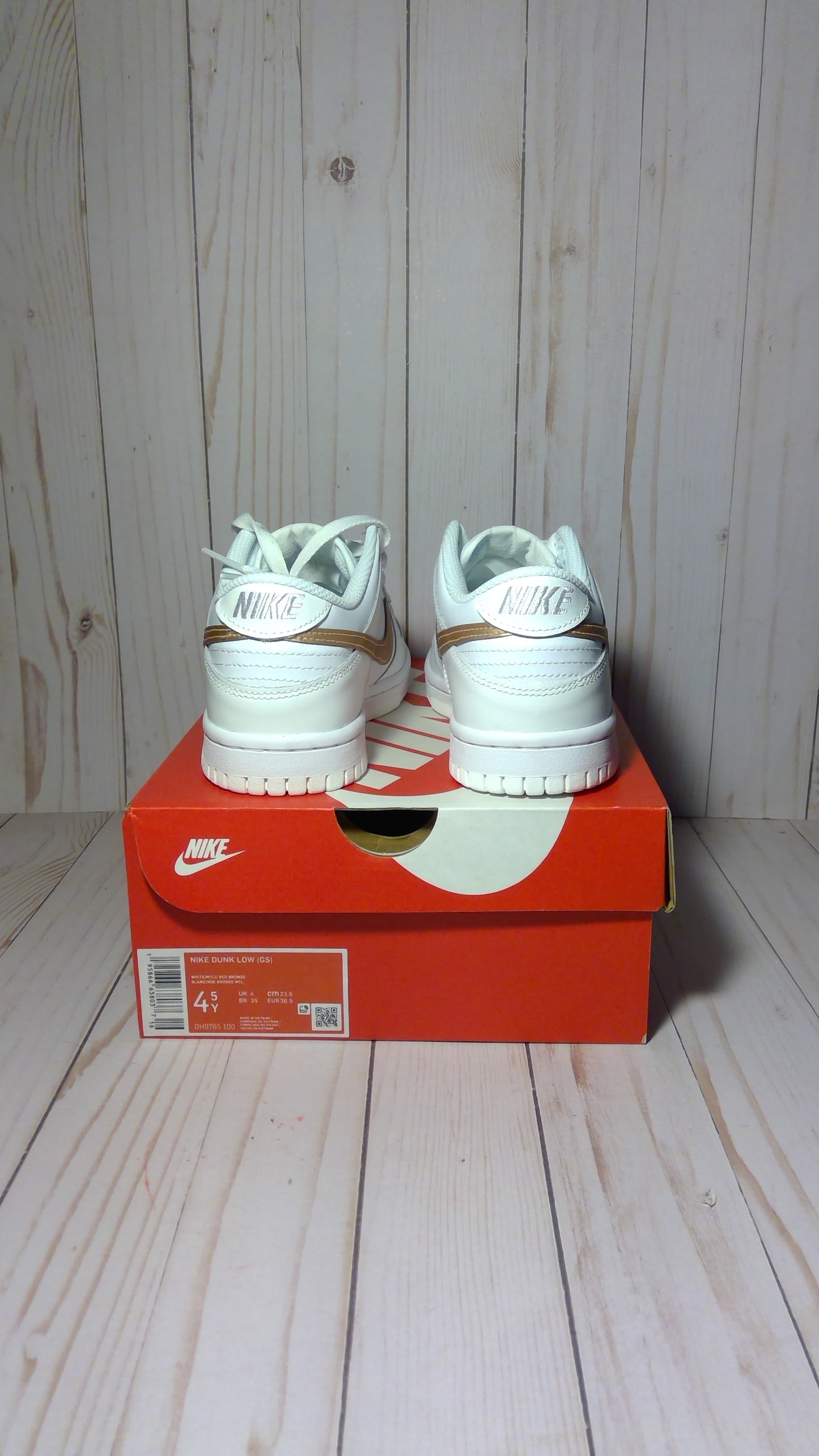 NIKE DUNK LOW (GS) - WHITE PINK - SIZE YOUTH 4.5