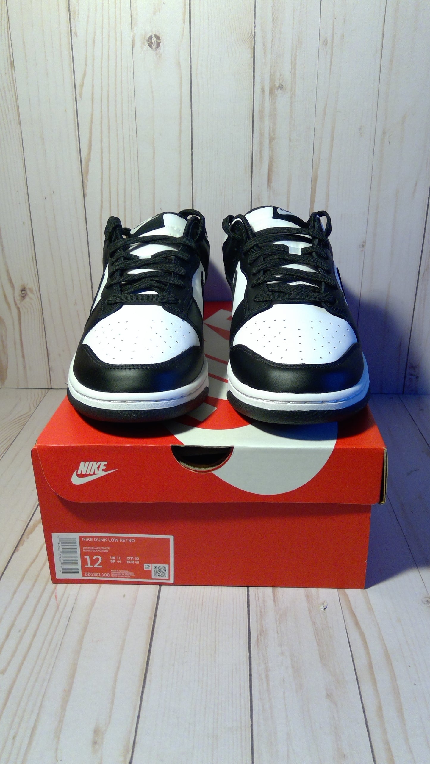 NIKE DUNK LOW RETRO - WHITE BLACK PANDA - SIZE MEN'S 12