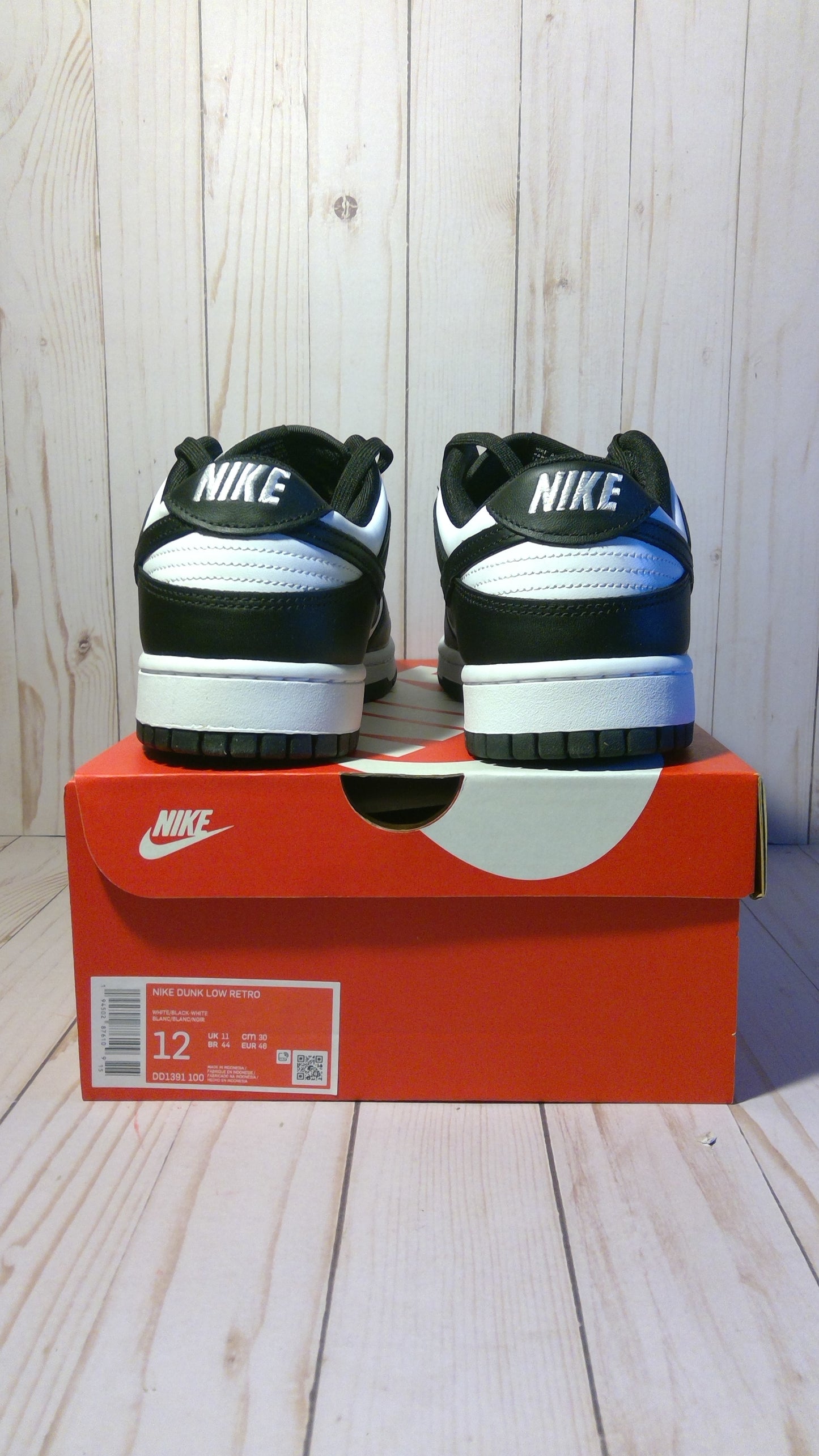 NIKE DUNK LOW RETRO - WHITE BLACK PANDA - SIZE MEN'S 12