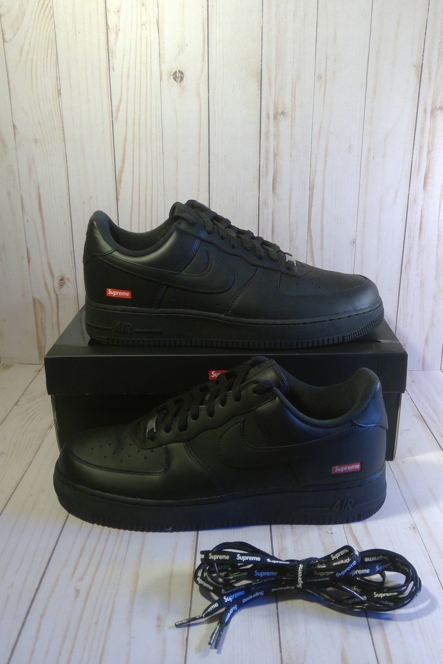 NIKE AIR FORCE 1 LOW - SUPREME BLACK - SIZE MEN'S 12