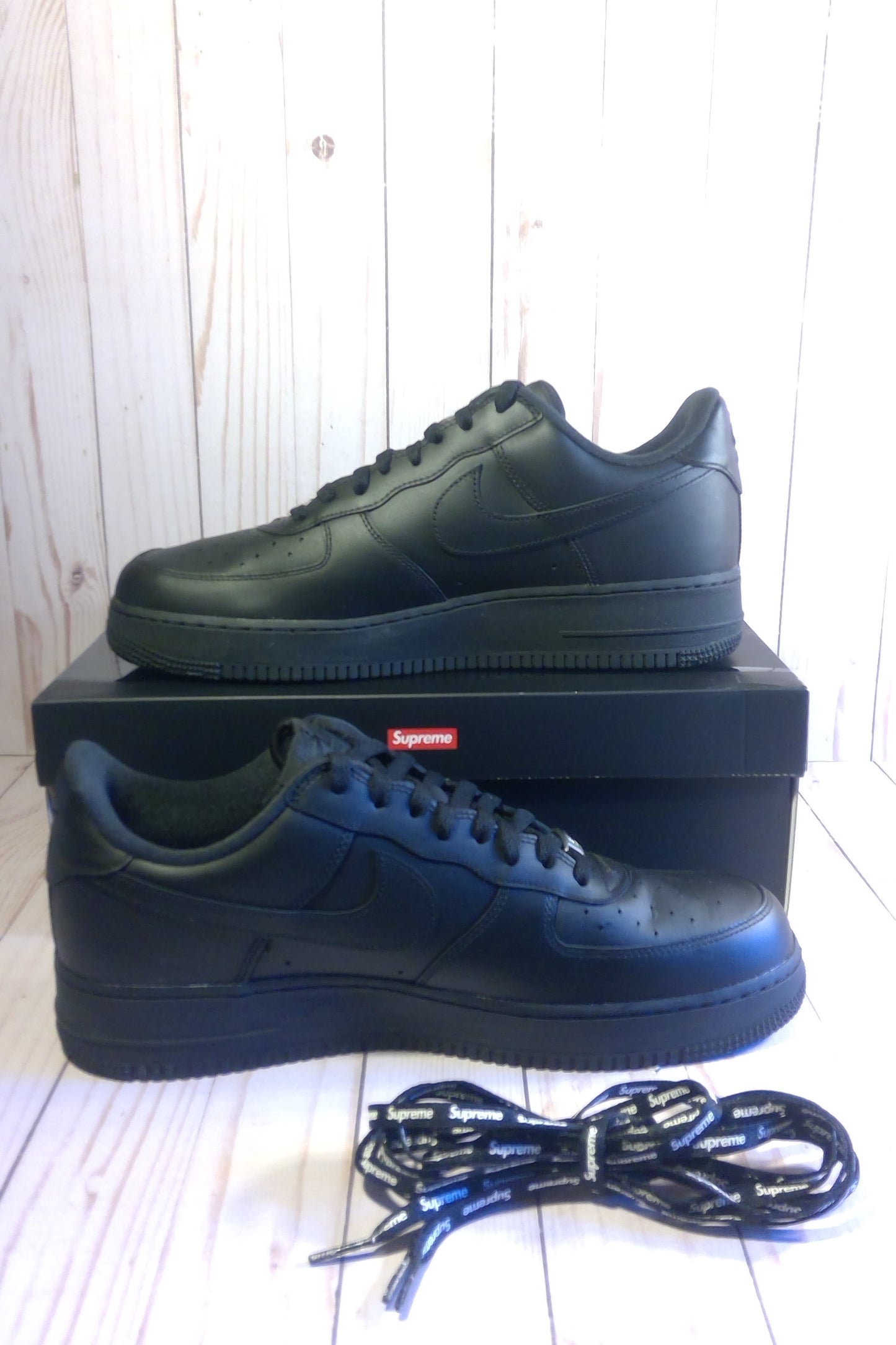 NIKE AIR FORCE 1 LOW - SUPREME BLACK - SIZE MEN'S 12