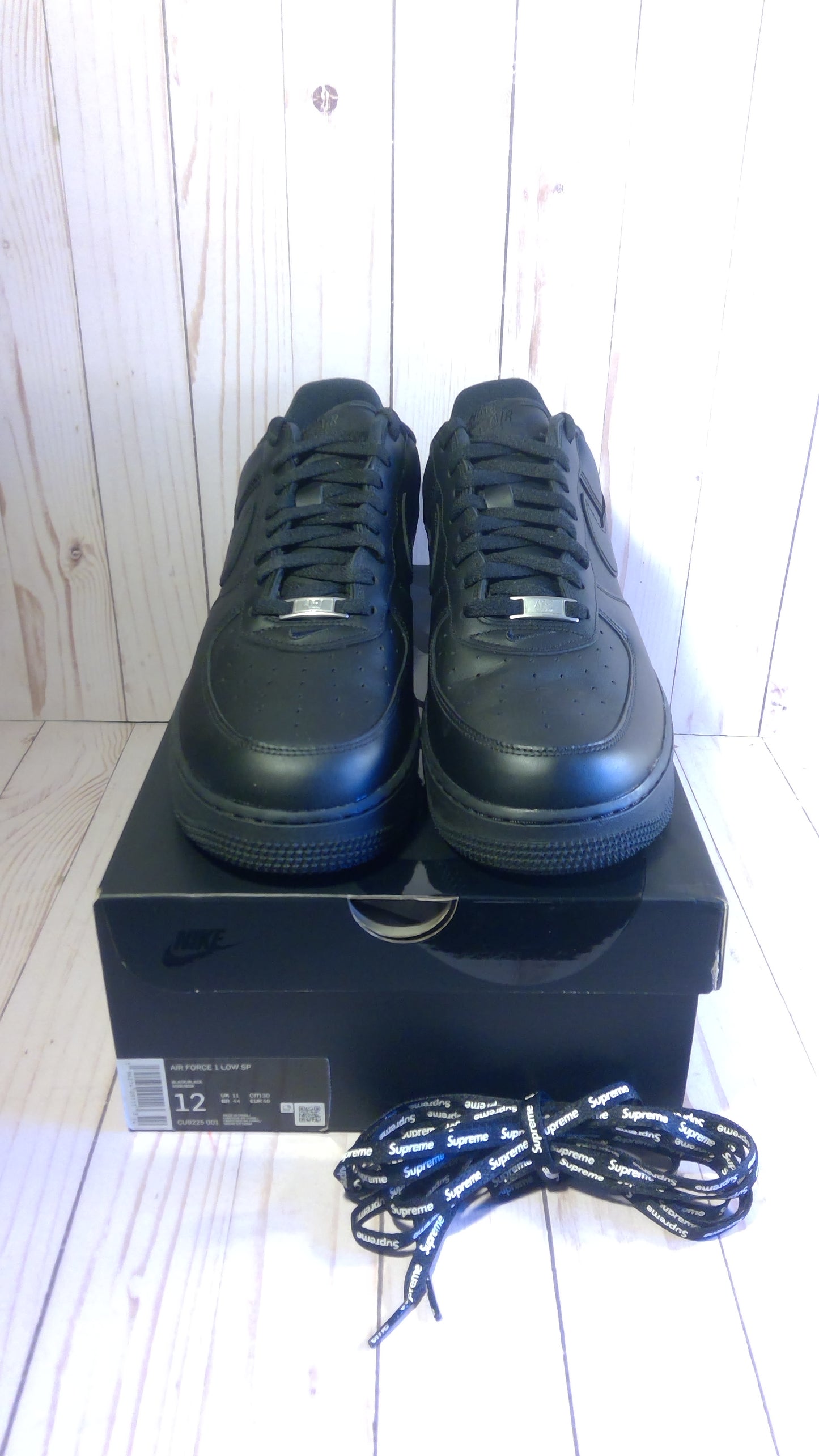 NIKE AIR FORCE 1 LOW - SUPREME BLACK - SIZE MEN'S 12