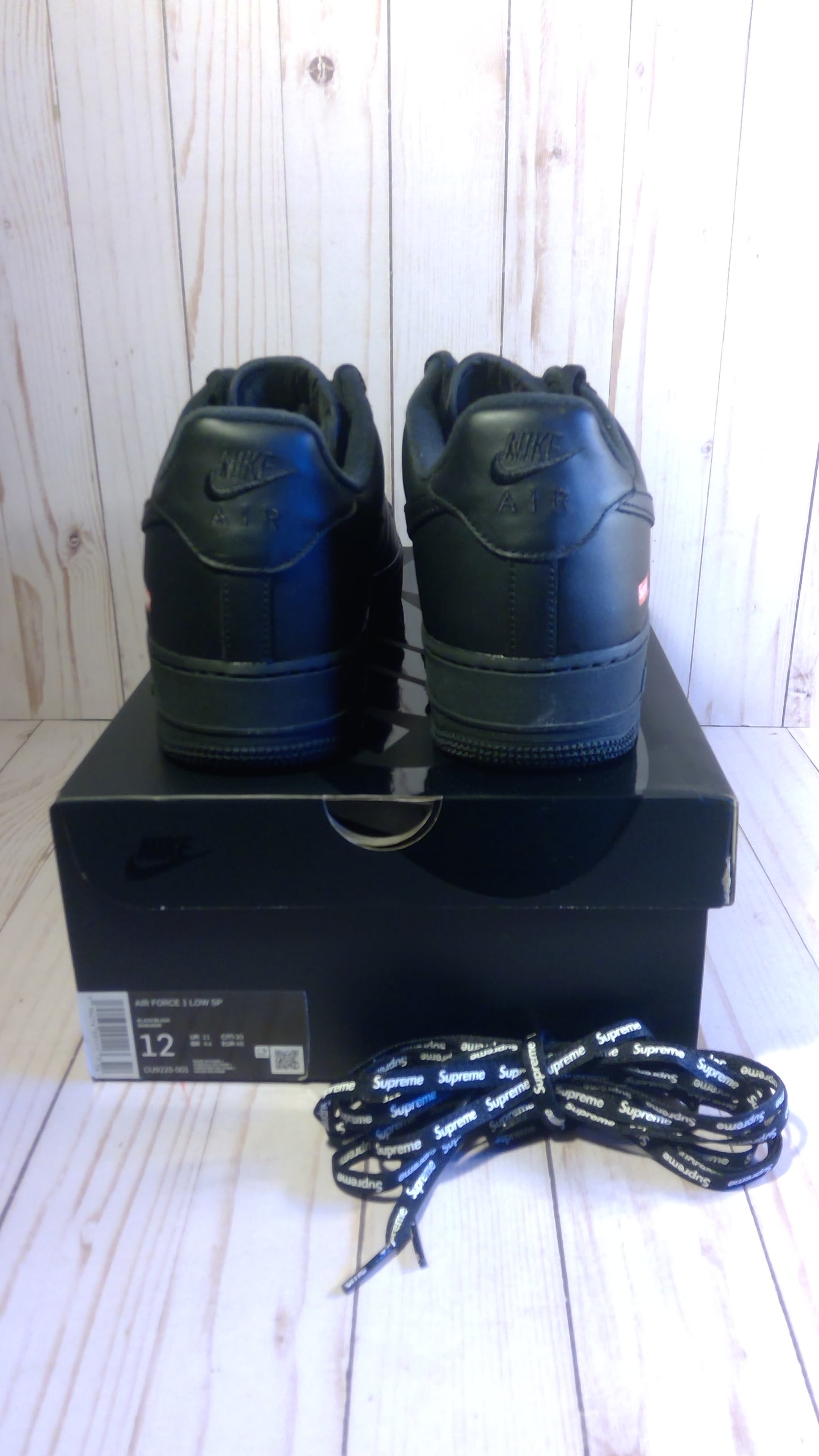 NIKE AIR FORCE 1 LOW - SUPREME BLACK - SIZE MEN'S 12