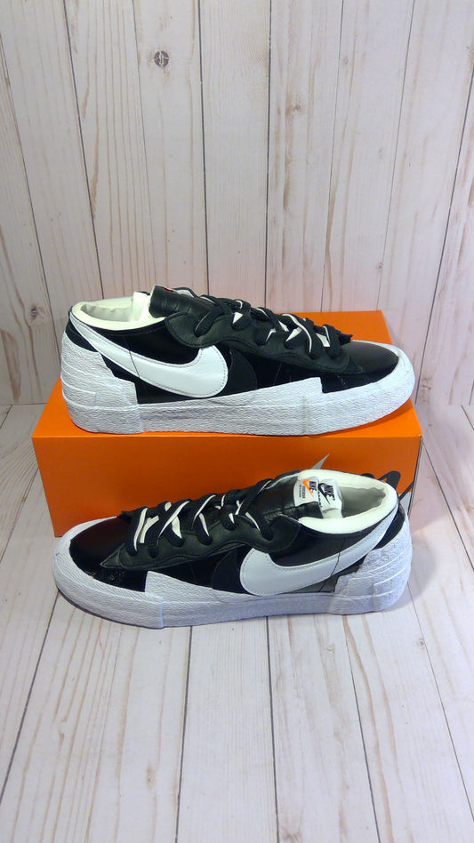 NIKE BLAZER LOW - SACAI BLACK PATENT LEATHER - SIZE MEN'S 12 / WOMEN'S 13.5