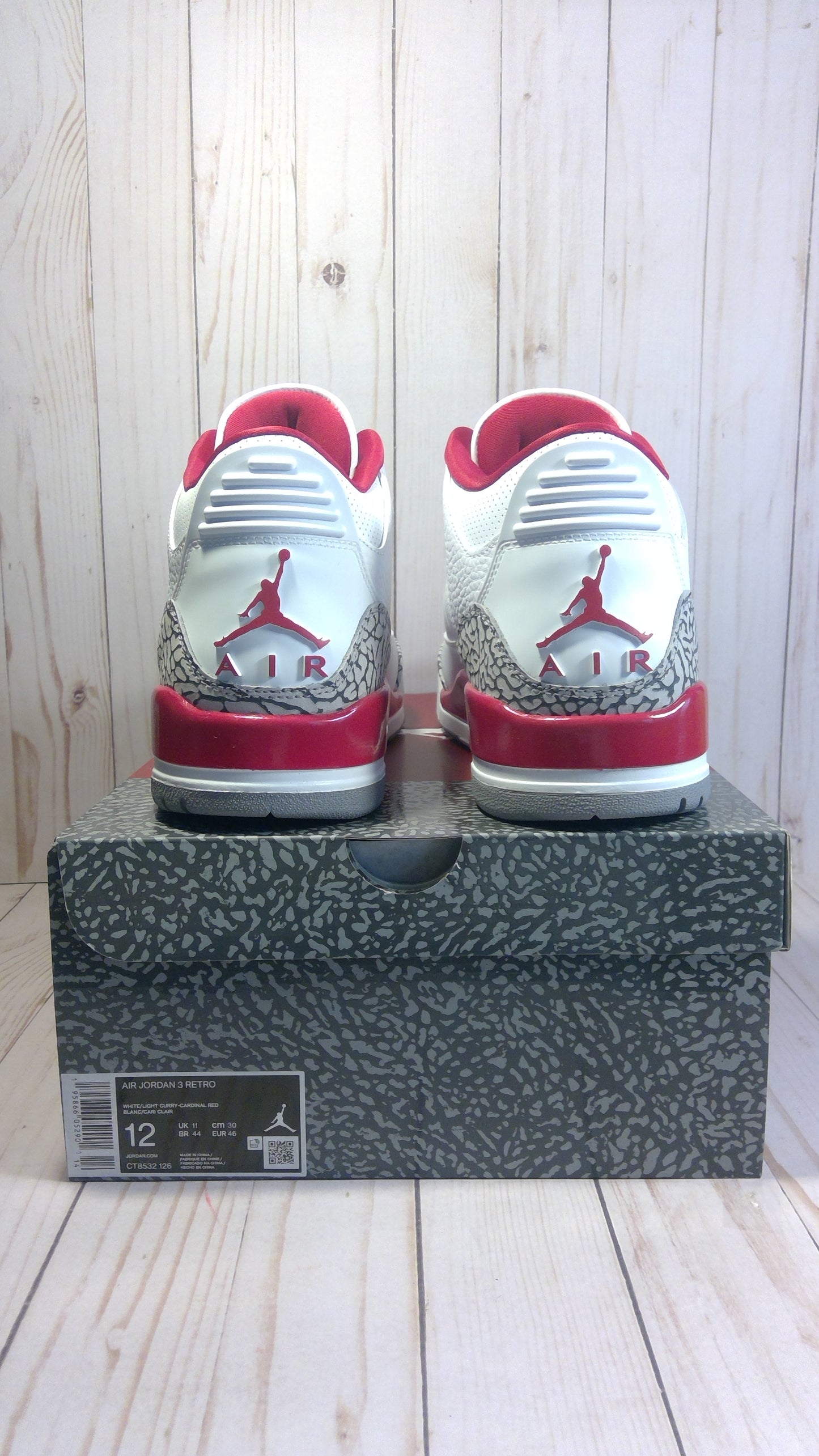 AIR JORDAN 3 RETRO - CARDINAL RED - SIZE MEN'S 12