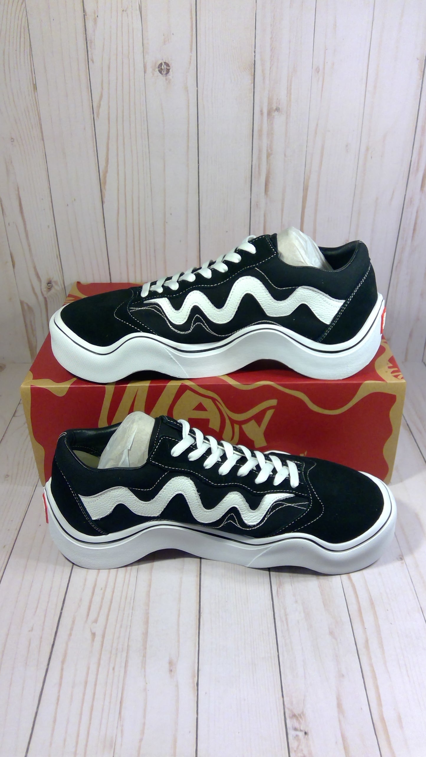 MSCHF WAVY BABY X TYGA LOW BLACK / WHITE - SIZE MEN'S 12